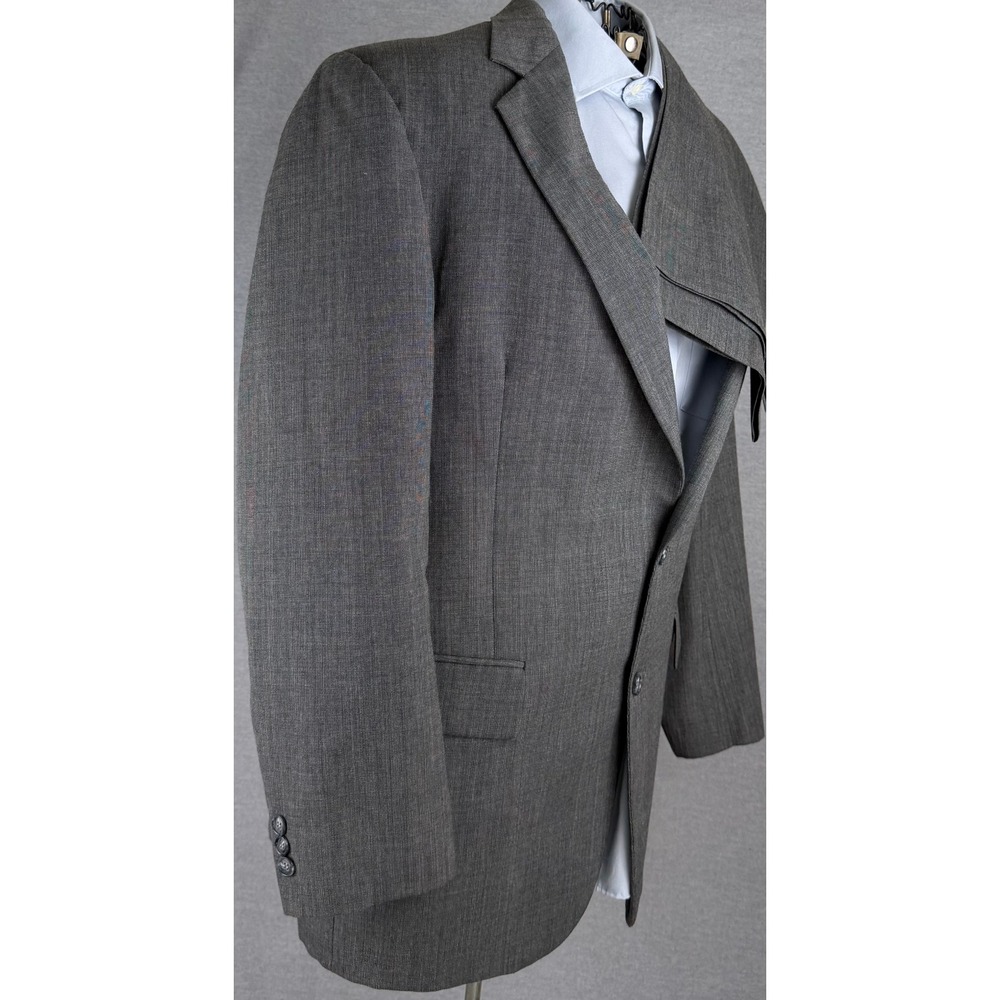 Botany 500 Mens 2 Piece Suit Gray Micro Pattern Blazer Trousers 36x30.5 42R